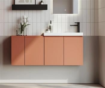 Orka Ferla 110 cm Tarçın Banyo Dolabı Alt Modül ve Lavabo