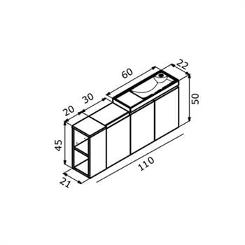 Orka Ferla 110 cm Tarçın Banyo Dolabı Alt Modül ve Lavabo