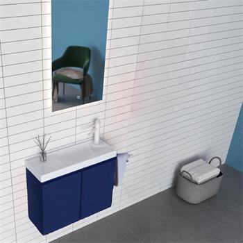 Orka Ferla 60 cm Mat Mavi Banyo Dolabı Takımı