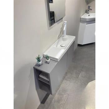 Orka Ferla 80 cm Gri Banyo Dolabı Alt Modül ve Lavabo