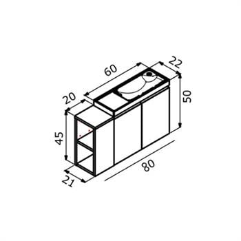 Orka Ferla 80 cm Gri Banyo Dolabı Alt Modül ve Lavabo