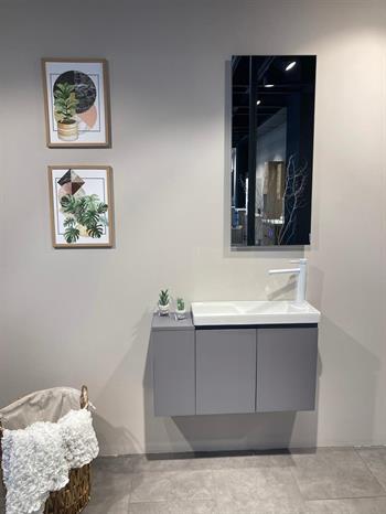 Orka Ferla 80 cm Mat Gri Banyo Dolabı Takımı