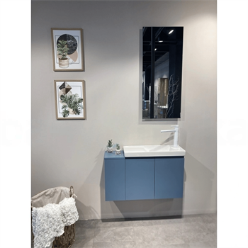 Orka Ferla 80 cm Mat Mavi Banyo Dolabı Takımı