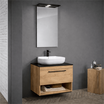 Orka Knidos Banyo Dolabı Takımı, 70 cm, Legnona (Led Spotlu Ayna), 5000345