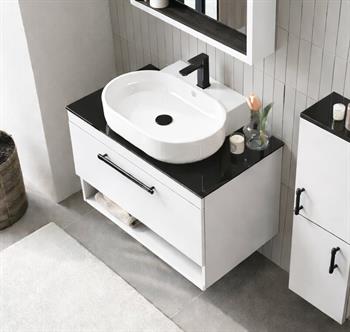 Orka Knidos 90 cm Beyaz Banyo Dolabı Alt Modül ve Lavabo, 5001384