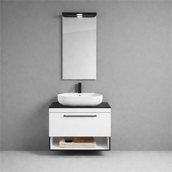 Orka Knidos Banyo Dolabı Takımı, 70 cm, Beyaz (Led Spotlu Ayna), 5000341