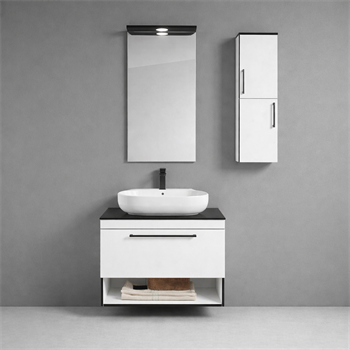 Orka Knidos Banyo Dolabı Takımı, 70 cm, Beyaz (Led Spotlu Ayna), 5000341