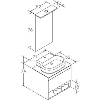 Orka Knidos Banyo Dolabı Takımı, 70 cm, Navaro (Led Spotlu Ayna), 5000343