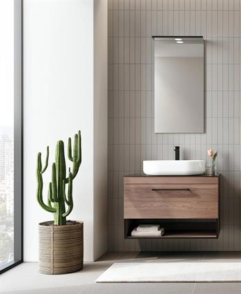 Orka Knidos Banyo Dolabı Takımı, 90 cm, Navaro (Led Spotlu Ayna), 5000349