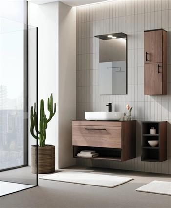 Orka Knidos Banyo Dolabı Takımı, 90 cm, Navaro (Led Spotlu Ayna), 5000349