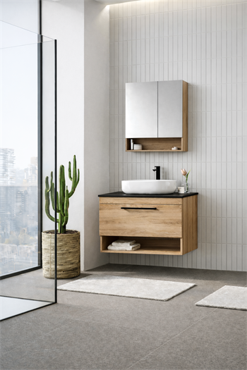 Orka Knidos Banyo Dolabı Takımı, 90 cm, Legnona (Dolaplı Ayna), 5000352