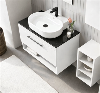 Orka Knidos Banyo Dolabı Takımı, 90 cm, Beyaz (Led Spotlu Ayna), 5000347