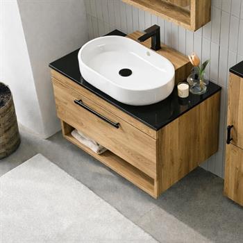 Orka Knidos Banyo Dolabı Takımı, 90 cm, Legnona (Dolaplı Ayna), 5000352