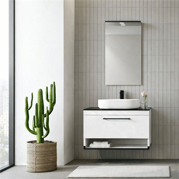 Orka Knidos Banyo Dolabı Takımı, 90 cm, Beyaz (Led Spotlu Ayna), 5000347