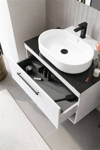 Orka Knidos Banyo Dolabı Takımı, 90 cm, Beyaz (Dolaplı Ayna), 5000348