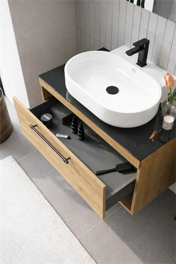 Orka Knidos Banyo Dolabı Takımı, 90 cm, Legnona (Led Spotlu Ayna), 5000351