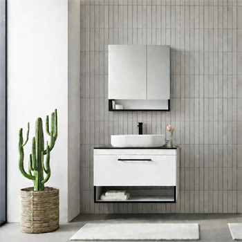 Orka Knidos Banyo Dolabı Takımı, 90 cm, Beyaz (Dolaplı Ayna), 5000348