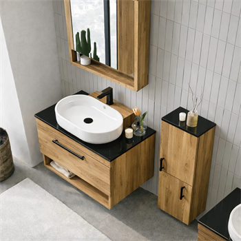 Orka Knidos Banyo Dolabı Takımı, 90 cm, Legnona (Dolaplı Ayna), 5000352