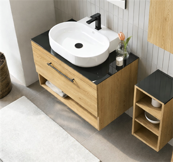 Orka Knidos Banyo Dolabı Takımı, 90 cm, Legnona (Led Spotlu Ayna), 5000351