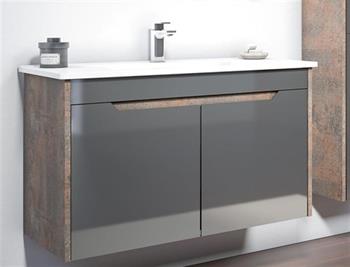 Orka Lago 100 cm Antrasit Banyo Dolabı Alt Modül ve Lavabo