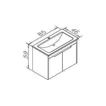 Orka Lago 85 cm Antrasit Banyo Dolabı Alt Modül ve Lavabo