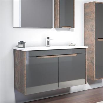 Orka Lago 85 cm Antrasit Banyo Dolabı Alt Modül ve Lavabo