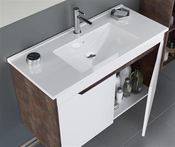 Orka Lago 85 cm Beyaz Banyo Dolabı Alt Modül ve Lavabo