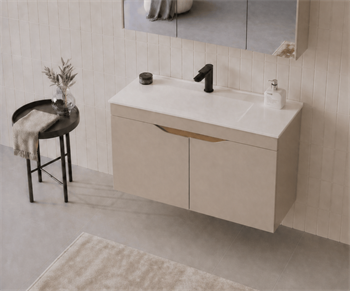Orka Lena 100 cm Çöl Beji Banyo Dolabı Alt Modül Ve Lavabo (Kapaklı), 5008004