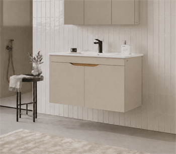 Orka Lena 100 cm Çöl Beji Banyo Dolabı Alt Modül Ve Lavabo (Kapaklı), 5008004