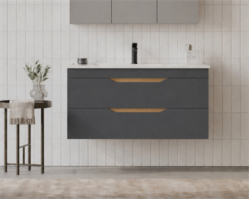 Orka Lena 100 cm Mat Antrasit Banyo Dolabı Alt Modül Ve Lavabo (Çekmeceli), 5008041