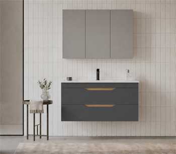 Orka Lena 100 cm Mat Antrasit Banyo Dolabı Takımı (Çekmeceli ,Dolaplı Ayna), 5008040
