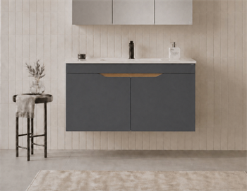Orka Lena 100 cm Mat Antrasit Banyo Dolabı Alt Modül Ve Lavabo (Kapaklı), 5008026