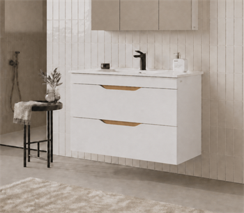 Orka Lena 100 cm Mat Beyaz Banyo Dolabı Alt Modül Ve Lavabo (Kapaklı), 5008799
