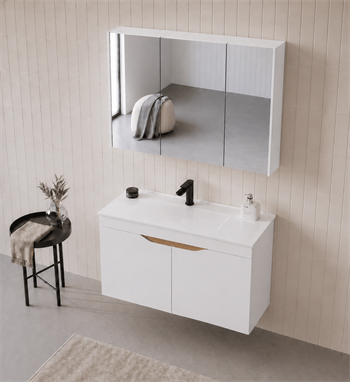 Orka Lena 100 cm Mat Beyaz Banyo Dolabı Takımı (Kapaklı ,Dolaplı Ayna), 5008798
