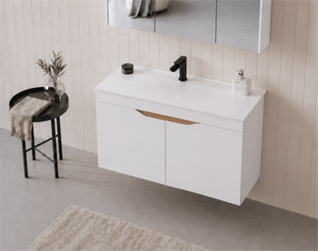 Orka Lena 100 cm Mat Beyaz Banyo Dolabı Alt Modül Ve Lavabo (Kapaklı), 5008799