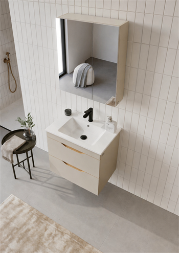 Orka Lena 65 cm Çöl Beji Banyo Dolabı Takımı (Çekmeceli ,Dolaplı Ayna), 5008044