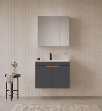 Orka Lena 65 cm Mat Antrasit Banyo Dolabı Takımı (Kapaklı ,Dolaplı Ayna), 5008019