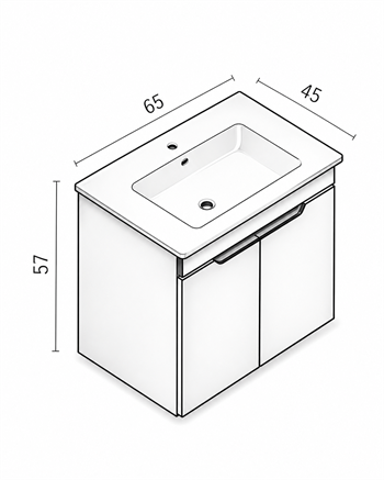 Orka Lena 65 cm Mat Beyaz Banyo Dolabı Alt Modül Ve Lavabo (Kapaklı), 5008807