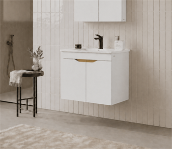 Orka Lena 65 cm Mat Beyaz Banyo Dolabı Alt Modül Ve Lavabo (Kapaklı), 5008807