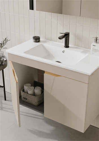 Orka Lena 85 cm Çöl Beji Banyo Dolabı Alt Modül Ve Lavabo (Kapaklı), 5008001