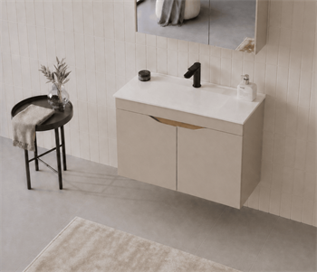 Orka Lena 85 cm Çöl Beji Banyo Dolabı Alt Modül Ve Lavabo (Kapaklı), 5008001