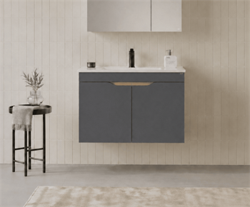 Orka Lena 85 cm Mat Antrasit Banyo Dolabı Alt Modül Ve Lavabo (Kapaklı), 5008022