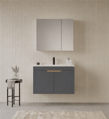 Orka Lena 85 cm Mat Antrasit Banyo Dolabı Takımı (Kapaklı ,Dolaplı Ayna), 5008024