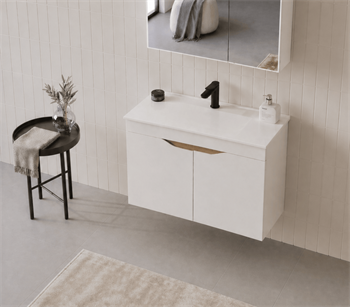 Orka Lena 85 cm Mat Beyaz Banyo Dolabı Alt Modül Ve Lavabo (Kapaklı), 5008812