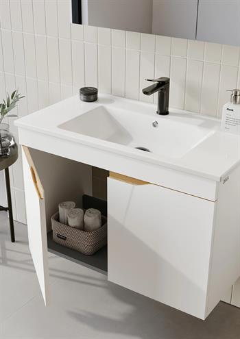 Orka Lena 85 cm Mat Beyaz Banyo Dolabı Alt Modül Ve Lavabo (Kapaklı), 5008812