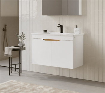 Orka Lena 85 cm Mat Beyaz Banyo Dolabı Alt Modül Ve Lavabo (Kapaklı), 5008812