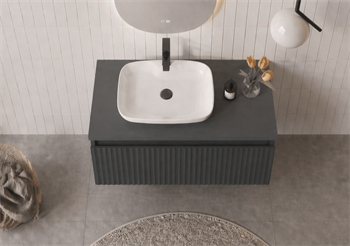 Orka Lentia 80 cm Mat Antrasit Banyo Dolabı Alt Modül Ve Lavabo, 5007082