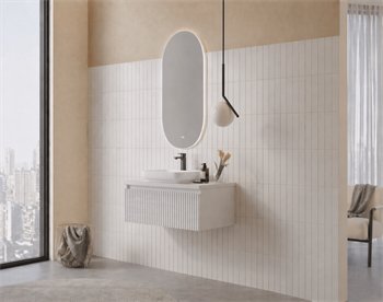 Orka Lentia Banyo Dolabı Takımı, 80 cm, Mat Beyaz (Ledli Ayna), 5007096