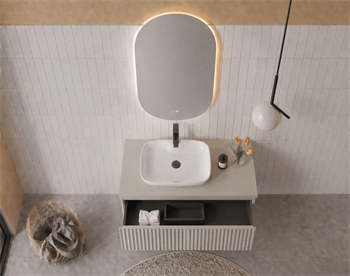 Orka Lentia Banyo Dolabı Takımı, 80 cm, Mat Kaşmir (Ledli Ayna), 5007098
