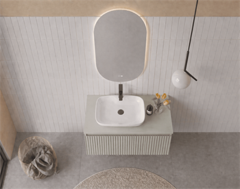 Orka Lentia Banyo Dolabı Takımı, 80 cm, Mat Kaşmir (Ledli Ayna), 5007098